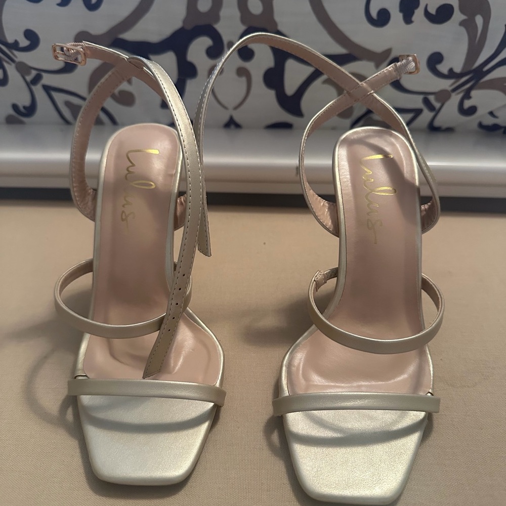 Lulu's Gold Strappy Heels - Picture 2 of 6